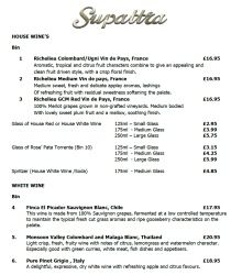 Supattra Wine List