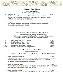 Supattra Gluten Free menu