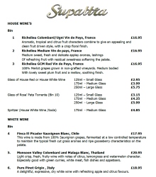 Supattra Wine List